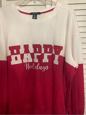 Red & White "Happy Holidays" Pullover Sweatshirt
